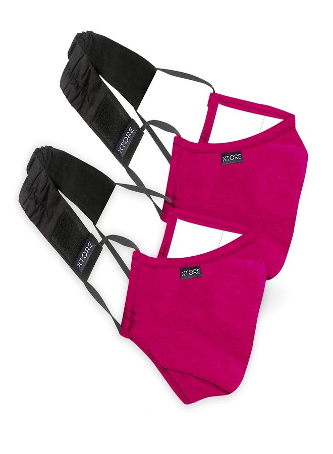Xtore Unisex FDA CE Certified Anti-pollution Reusable & Washable Cotton N-95 Cloth Mask without Valve Pack of 2 mask, 2 Filters, 2 x Head Band, (Queen Pink) - Image 1